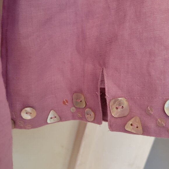Richard Malcolm S Purple Irish Linen Top Shell Button Accents Flowy Boxy Oversiz - Picture 3 of 7